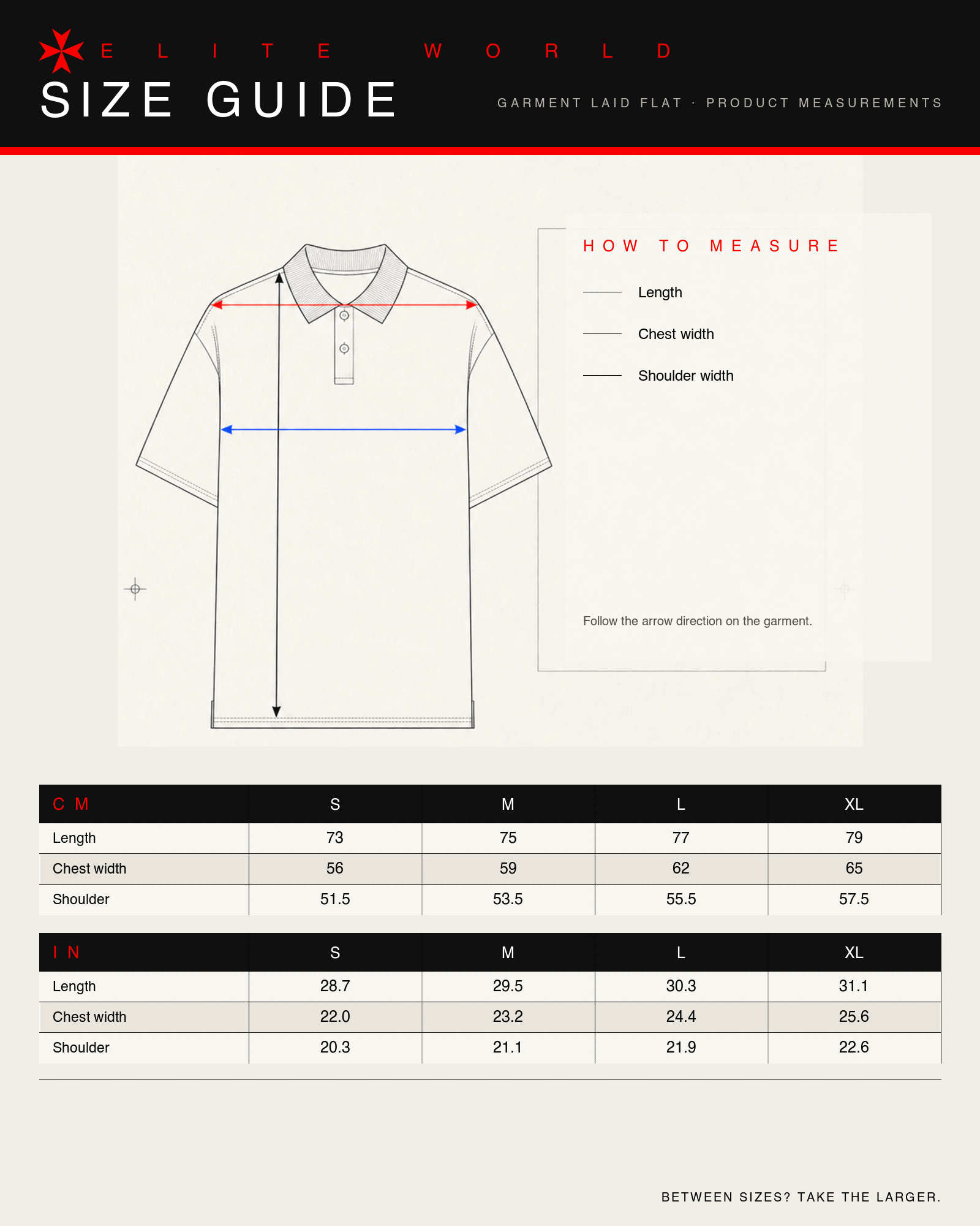 ELITE ROAD POLO size guide