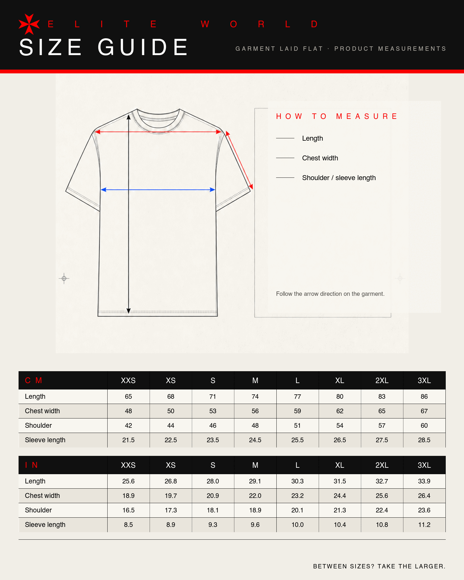 STAY PARANOID size guide