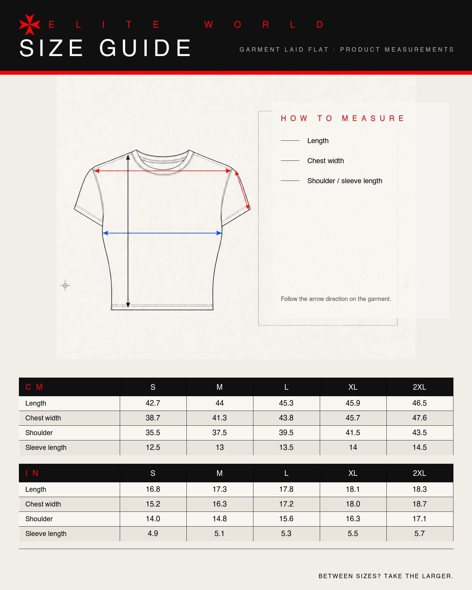 ELITE CLASSIC CROP TOP size guide