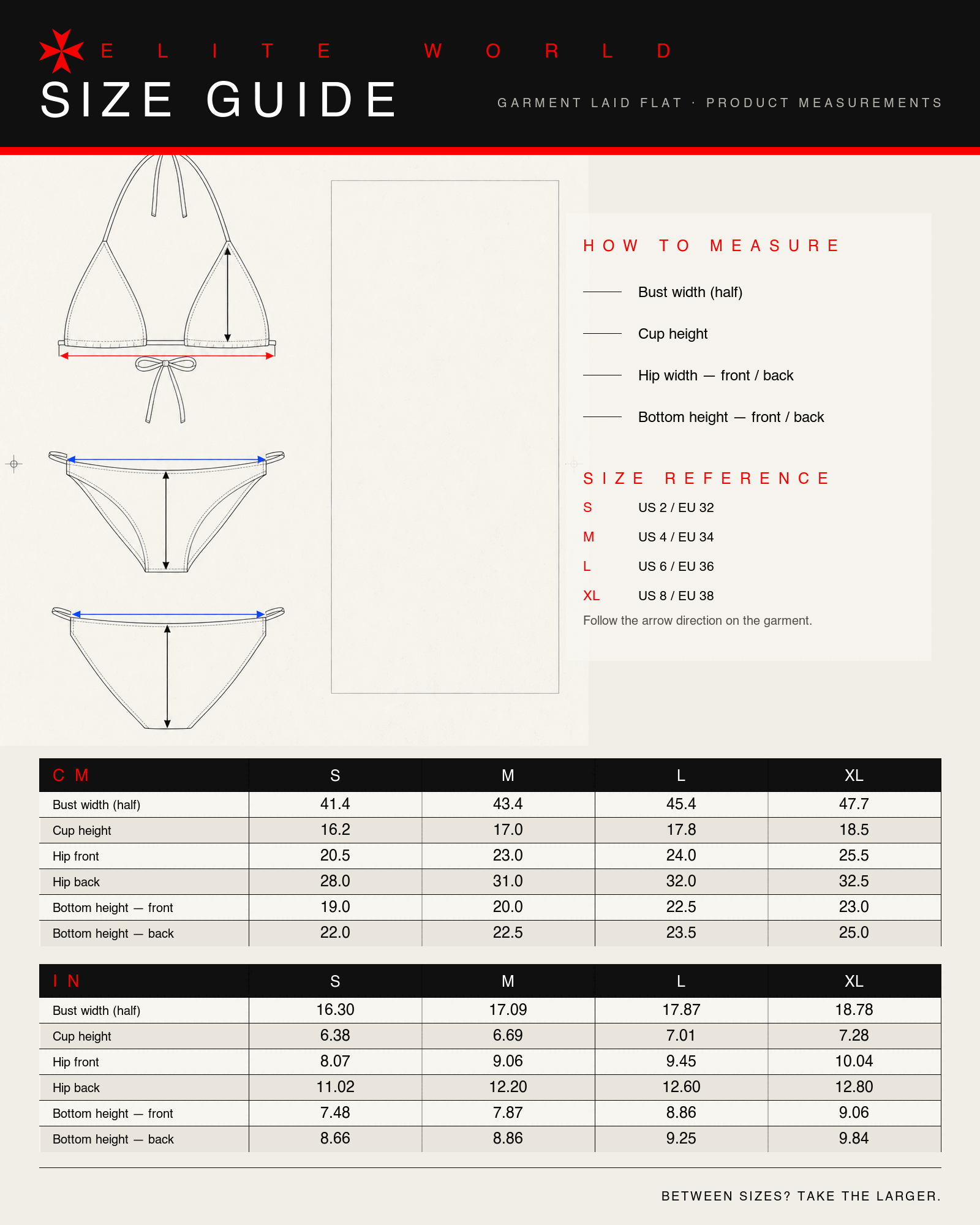 ANTI GOSSIP ELITE BIKINI size guide